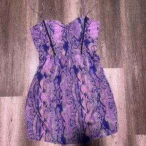 Y2K Hurley Purple Snake skin pattern spaghetti strap dress